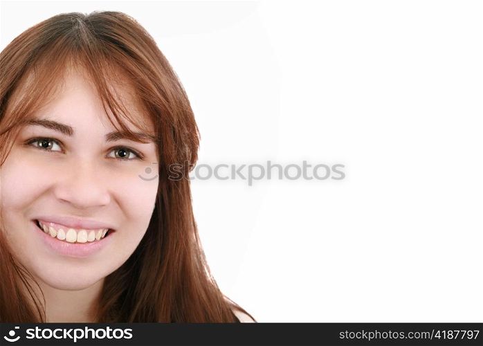 Pretty young woman smiling - copyspace