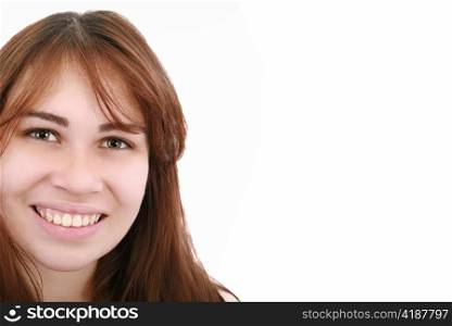 Pretty young woman smiling - copyspace