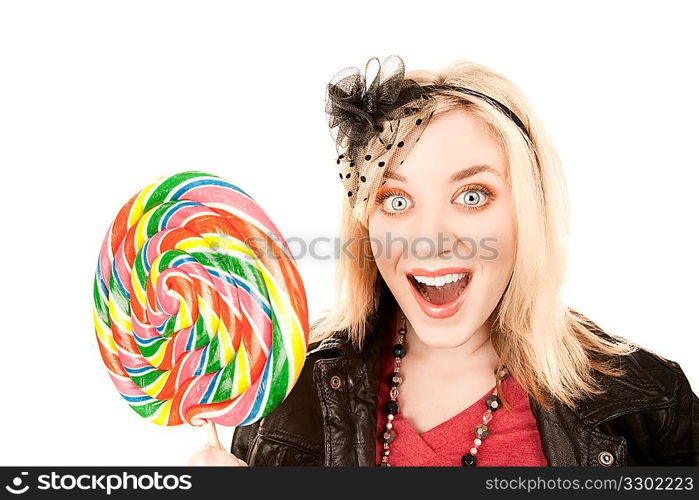 Pretty young woman with lollipop