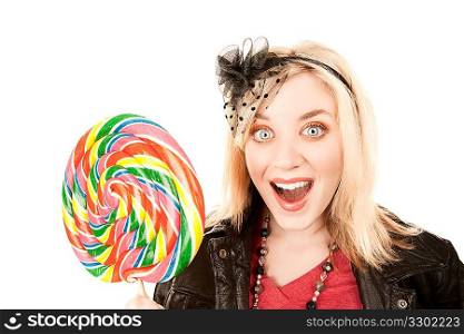 Pretty young woman with lollipop