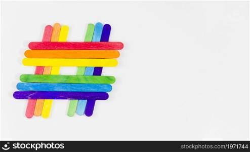 pride flag colorful sticks. High resolution photo. pride flag colorful sticks. High quality photo