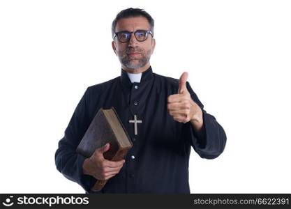Priest finger thumb up with positive ok gesture