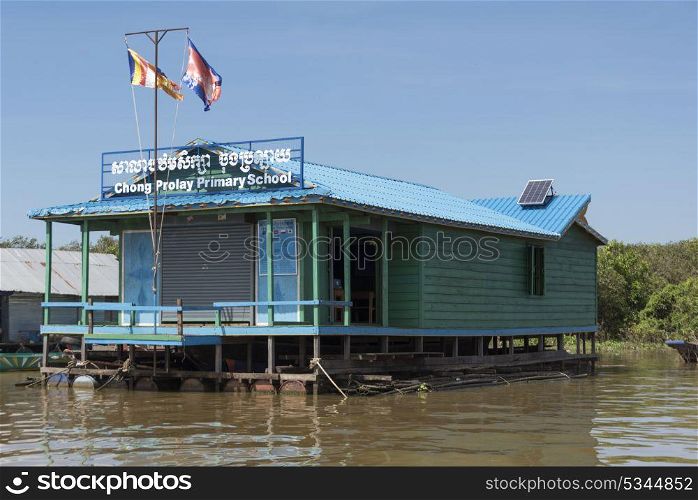 Primary school on Tonle Sap lake, Kampong Phluk, Siem Reap, Cambodia . Primary school on Tonle Sap lake, Kampong Phluk, Siem Reap, Cambodia