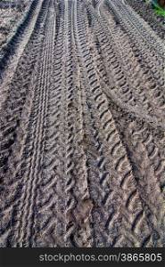 print of tractor tires in mud