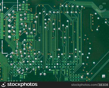 Printed circuit board. Detail of an electronic printed circuit board (PCB) useful as a background