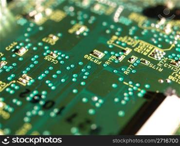 Printed circuit. Detail of an electronic printed circuit board