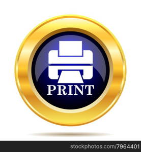 Printer with word PRINT icon. Internet button on white background.