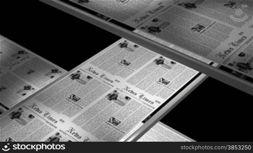 Printing machine running a newspaper print - 6 seconds including alpha matte