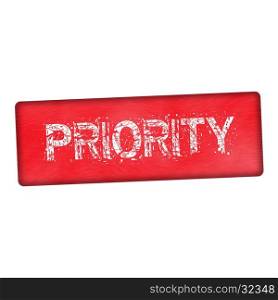 priority white wording on wood red background