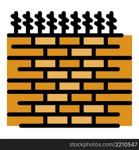Prison brick wall icon. Outline prison brick wall vector icon color flat isolated. Prison brick wall icon color outline vector