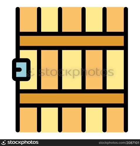 Prison gate icon. Outline prison gate vector icon color flat isolated. Prison gate icon color outline vector