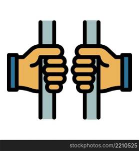 Prison hand gate icon. Outline prison hand gate vector icon color flat isolated. Prison hand gate icon color outline vector