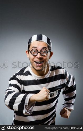 Prison inmate in funny concept