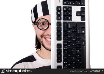 Prison inmate isolated on the white background