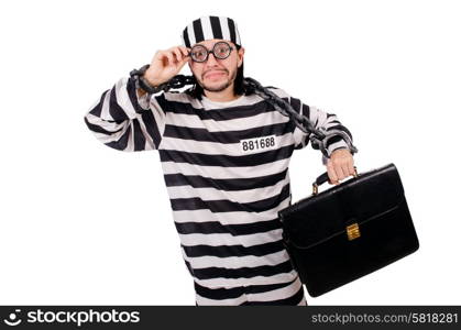 Prison inmate isolated on the white background