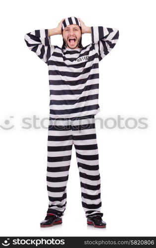 Prison inmate isolated on the white background