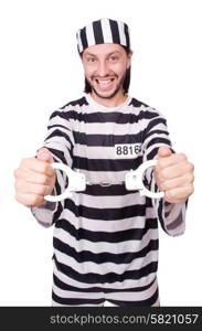 Prison inmate isolated on the white background