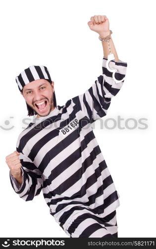 Prison inmate isolated on the white background