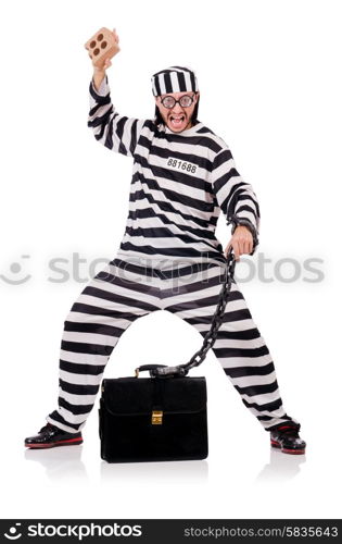 Prison inmate isolated on the white background