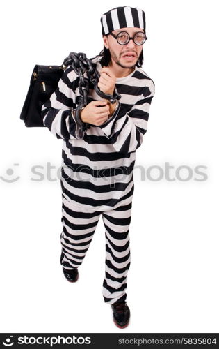 Prison inmate isolated on the white background