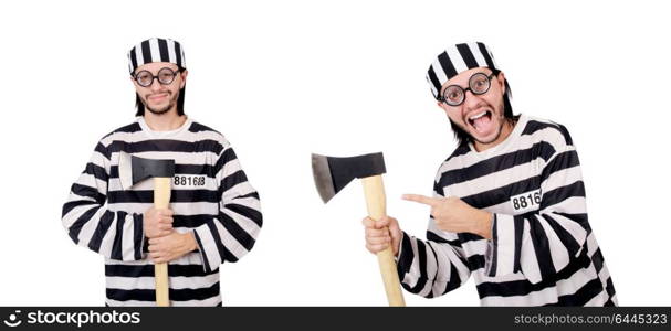 Prison inmate isolated on the white background