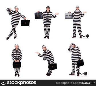 Prison inmate isolated on the white background