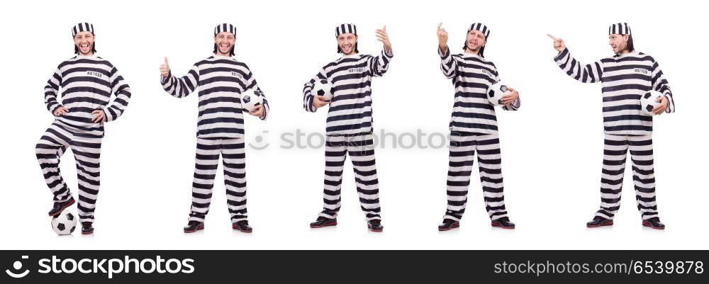 Prison inmate isolated on the white background