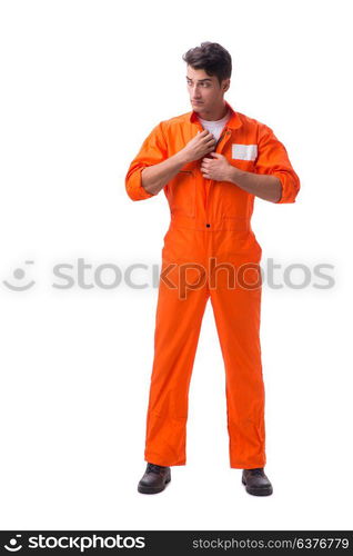 Prisoner in orange robe isolated on white background