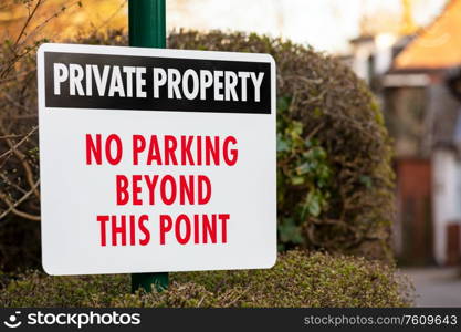 Private Property No Parking Beyond This Point Sign