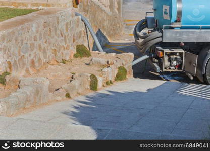 Private water tanker truck for pure drinking water supply.