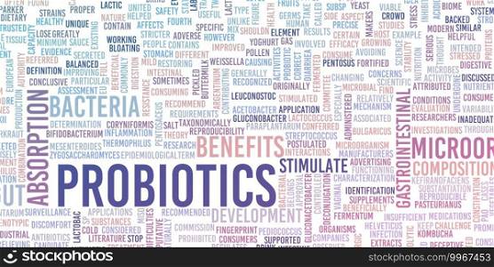 Probiotics Information Concept with Healthy Gut Bacteria. Probiotics