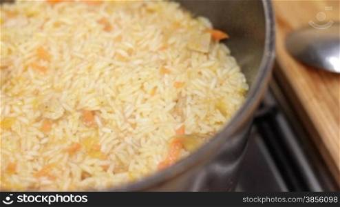 Process cooking of rice.