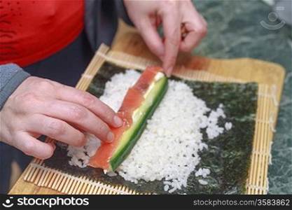 process of making sushi