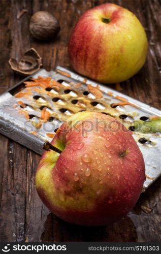 process trowel ripe aromatic apples for fruit salad