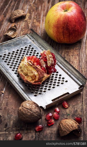 process trowel ripe aromatic apples for fruit salad