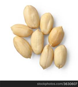 Processed peanuts isolated on white background. with clipping path