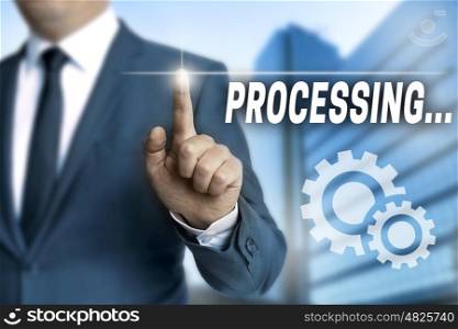 processing browser is operated by businessman. processing browser is operated by businessman.