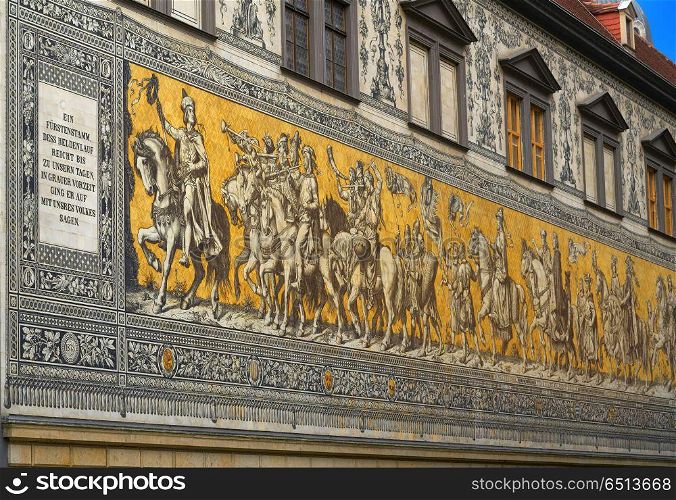 Procession of Princes mural in Stallhof outdoor of Dresden Germany. Procession of Princes mural in Stallhof of Dresden