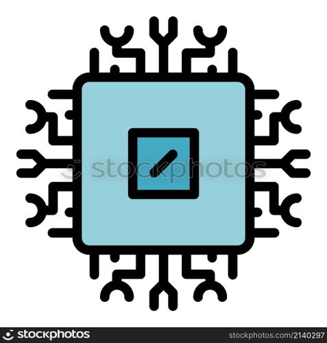 Processor interface icon. Outline Processor interface vector icon color flat isolated. Processor interface icon color outline vector