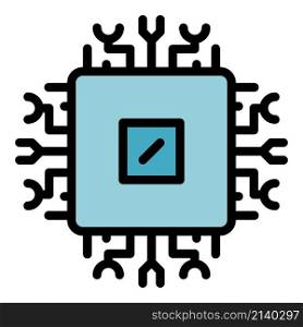 Processor interface icon. Outline Processor interface vector icon color flat isolated. Processor interface icon color outline vector