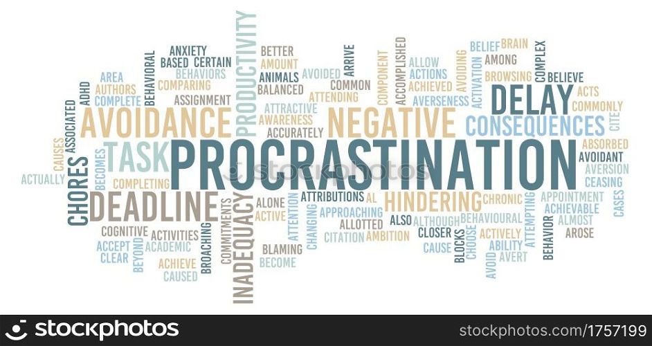 Procrastination and a Lazy Procrastinator Concept Abstract Background. Procrastination