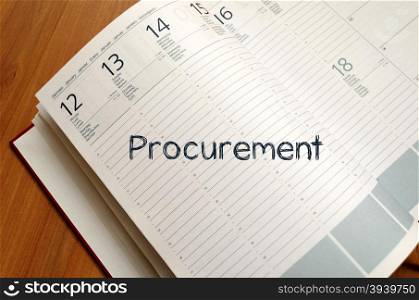 Procurement text concept write on notebook with pen