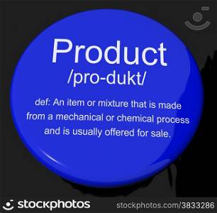 Product Definition Button Showing Goods For Sale At A Store. Product Definition Button Shows Goods For Sale At A Store