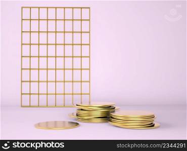 Product podium with money on pastel background 3d. Abstract minimal geometry concept. Studio stand platform theme. Exhibition and business marketing presentation stage. 3d rendering.. Product podium with money on pastel background 3d. Abstract minimal geometry concept. Studio stand platform theme. Exhibition and business marketing presentation stage.