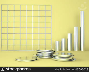 Product podium with money on pastel background 3d. Abstract minimal geometry concept. Studio stand platform theme. Exhibition and business marketing presentation stage. 3d rendering.. Product podium with money on pastel background 3d. Abstract minimal geometry concept. Studio stand platform theme. Exhibition and business marketing presentation stage.