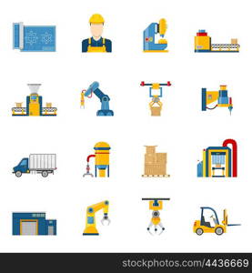 Production Line Icons Isolated. Set of various technical elements of the production line process icons isolated vector illustration