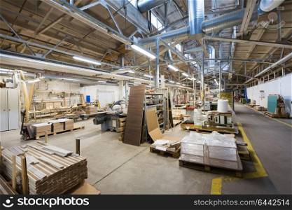 production, manufacture and woodworking industry concept - furniture factory workshop. woodworking factory workshop