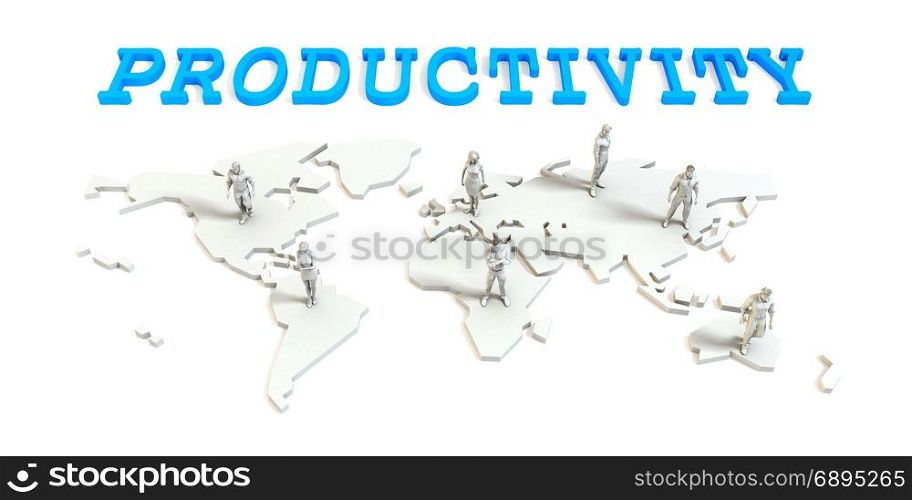 Productivity Global Business Abstract with People Standing on Map. Productivity Global Business