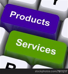Products And Services Keys Show Selling And Buying Online. Products And Services Keys Showing Selling And Buying Online
