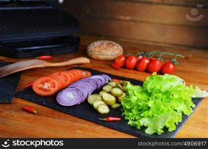 products for preparation of delicious hamburger